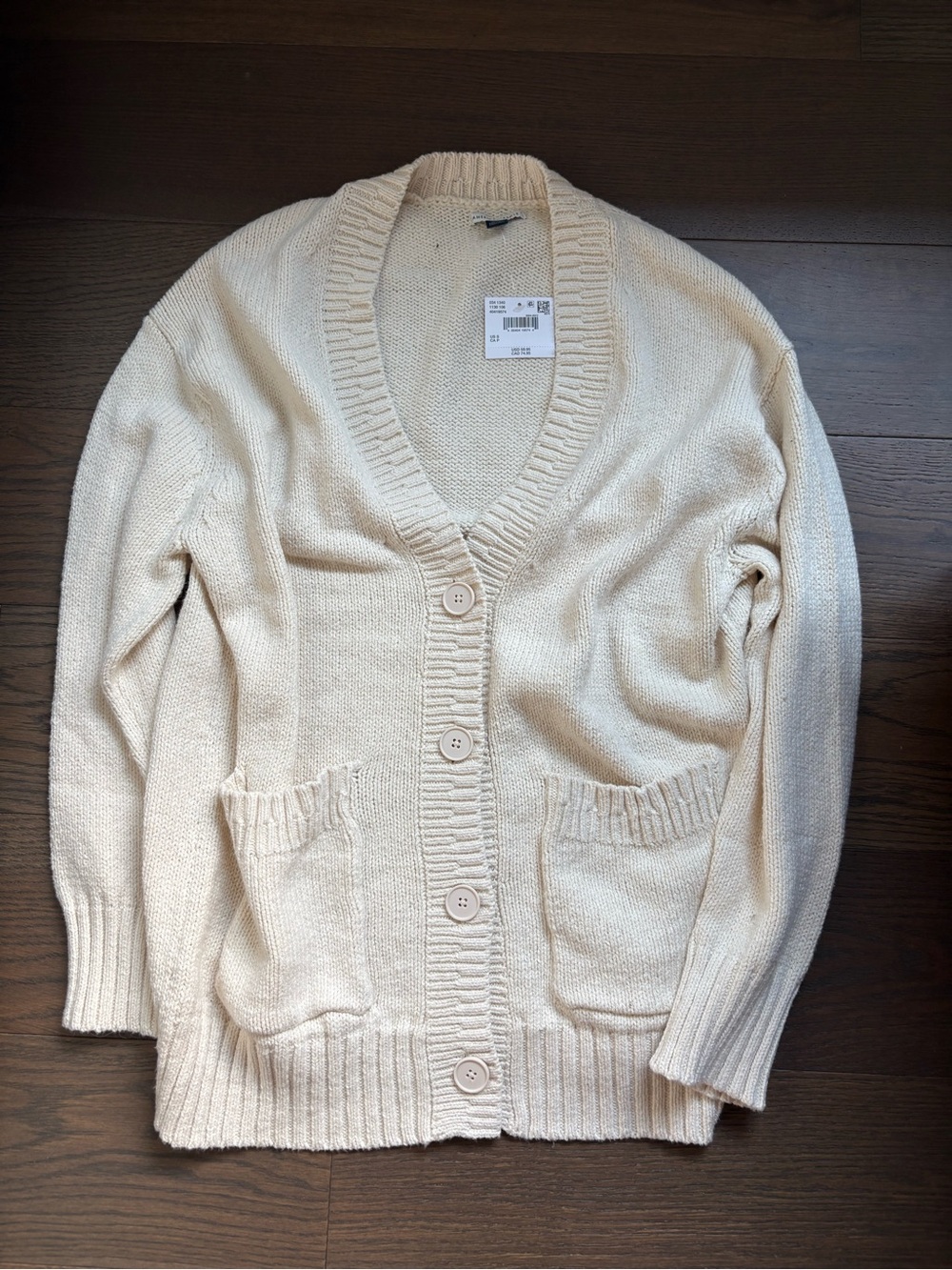 American Eagle Beige Button-Front Women's Cardigan Sweater